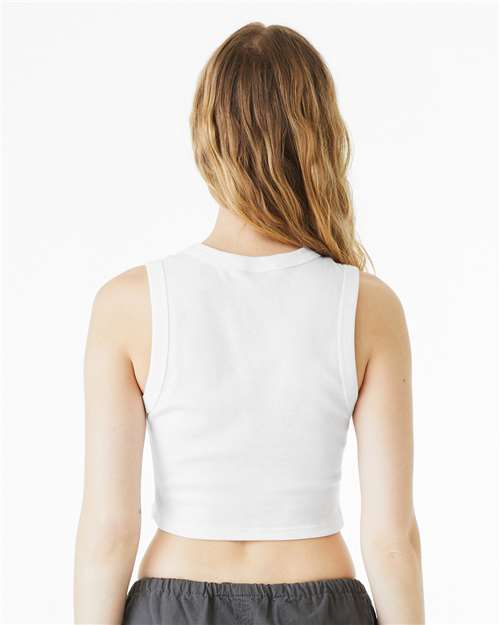 Women's Micro Rib Muscle Crop Tank - OnModelBack - B15806012 - Solid White Blend