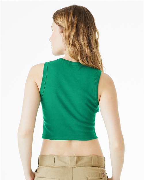 Women's Micro Rib Muscle Crop Tank - OnModelBack - B15806172 - Solid Kelly Blend