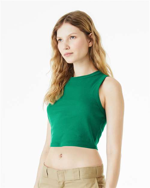 Women's Micro Rib Muscle Crop Tank - OnModelSide - B15806172 - Solid Kelly Blend