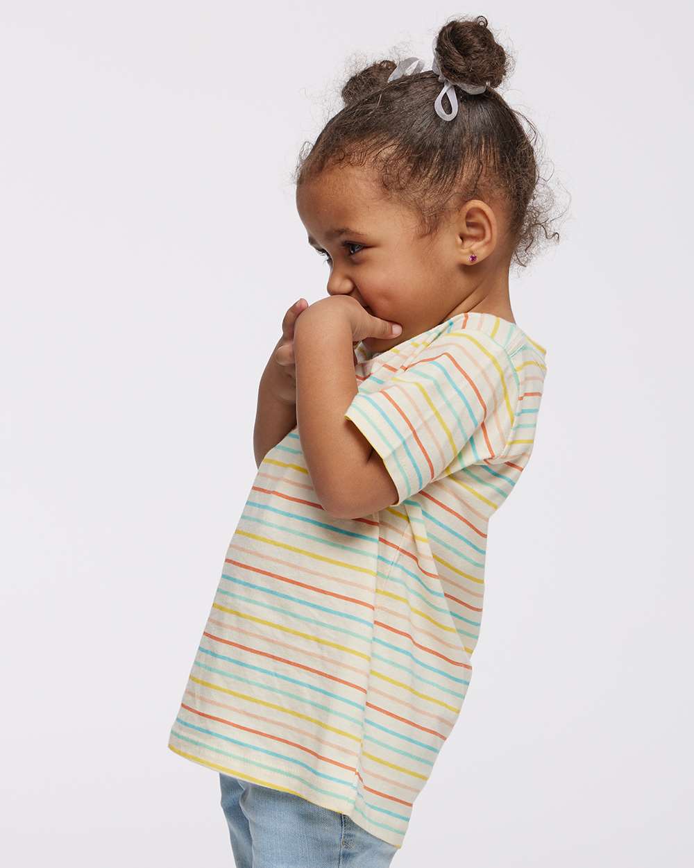 Toddler Fine Jersey Tee - OnModelSide - B31838473 - Sunkissed Stripe