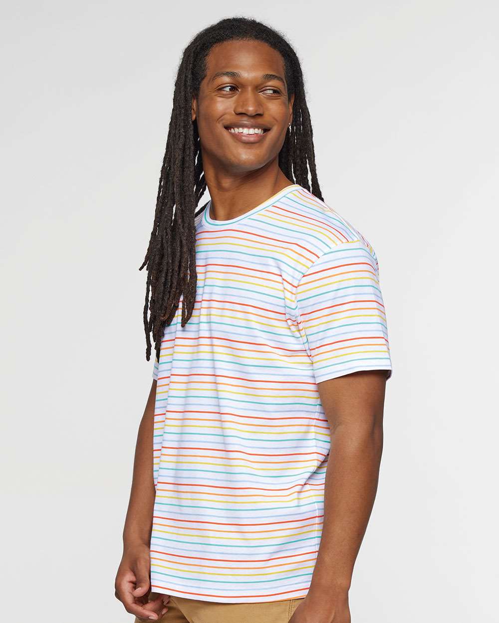 Fine Jersey Tee - OnModelSide - B00638423 - Rainbow Stripe