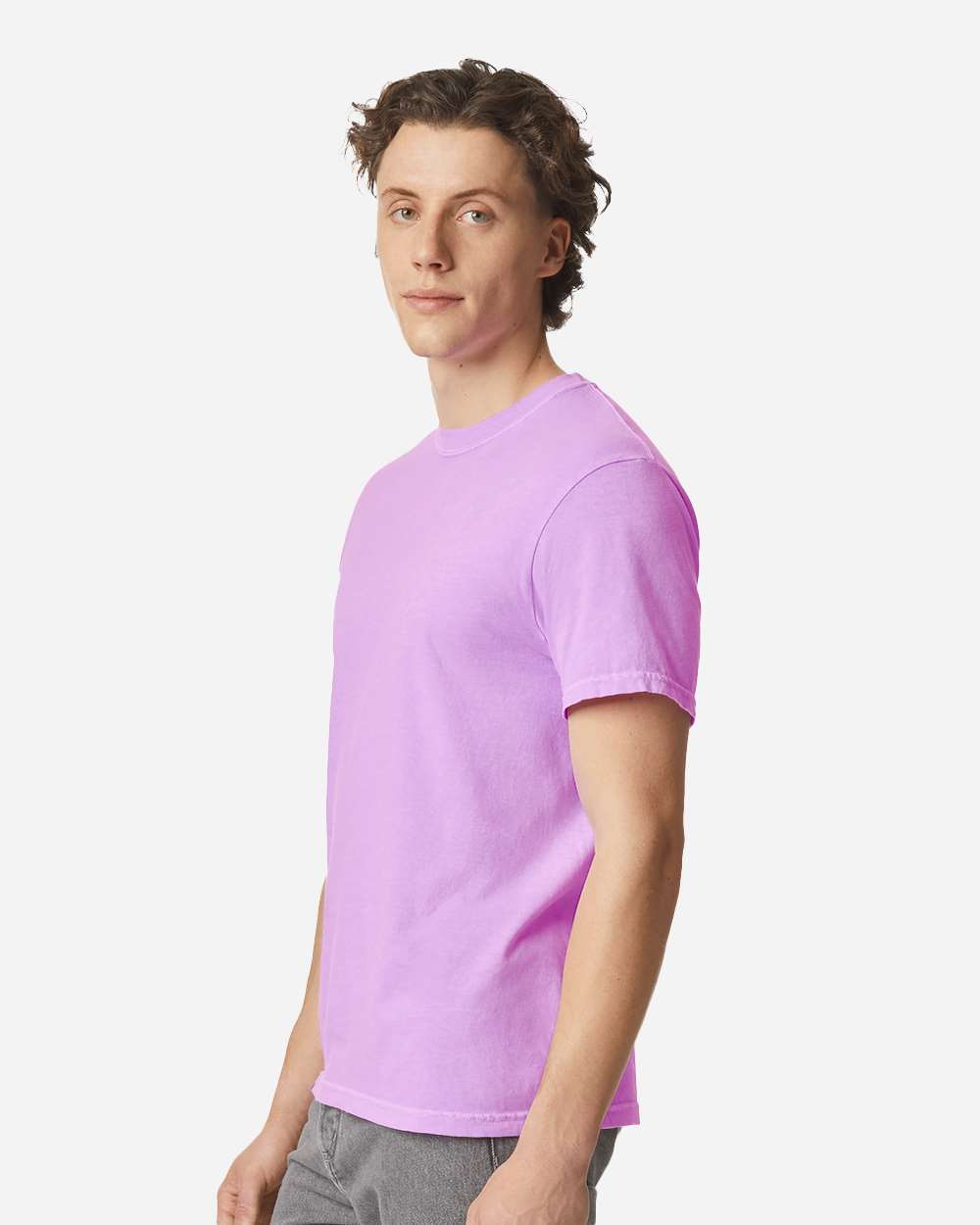 Garment-Dyed Heavyweight T-Shirt - OnModelSide - B00708923 - Neon Violet