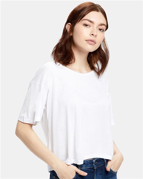 Women's Boxy Open Neck Tee - styleImage
