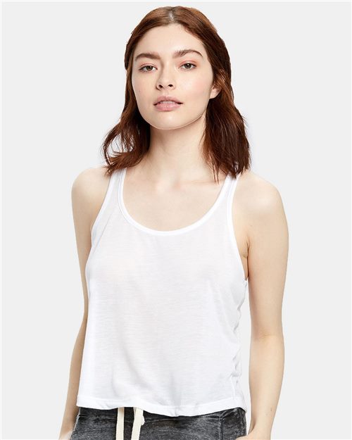 Women's Sheer Cropped Racer Tank Top - styleImage