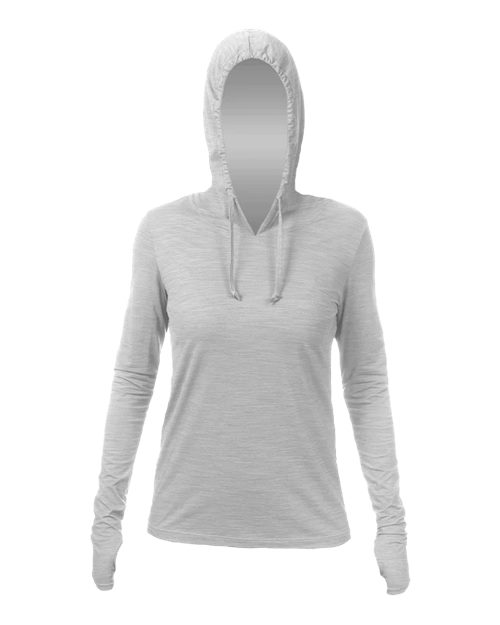 Women's Breeze Tech Hooded Long Sleeve T-Shirt - Front - B00433092 - Alloy Heathered