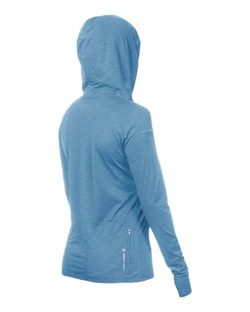Women's Breeze Tech Hooded Long Sleeve T-Shirt - Back - B00433682 - Bahama Heathered