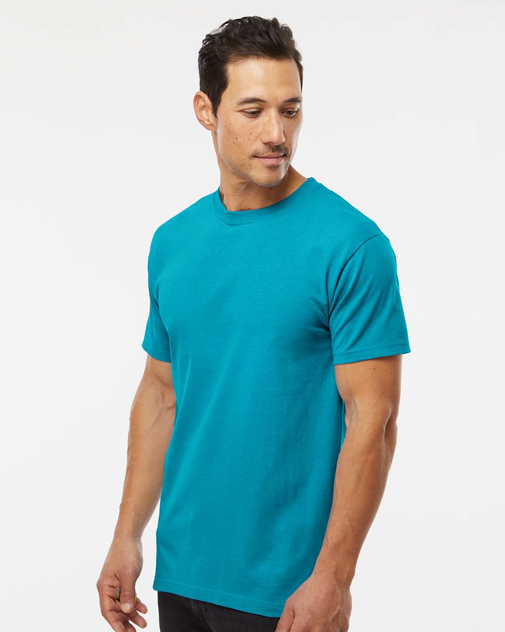 Gold Soft Touch T-Shirt - OnModelSide - B01542293 - Tropical Blue