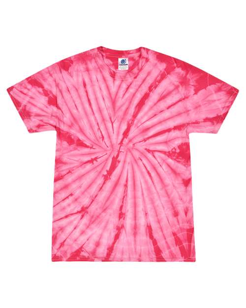 Multi-Color Tie-Dyed T-Shirt - Front - B10002693 - Spider Pink