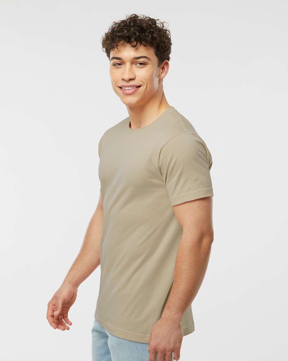 Fine Jersey T-Shirt - OnModelSide - B10259892 - Sand