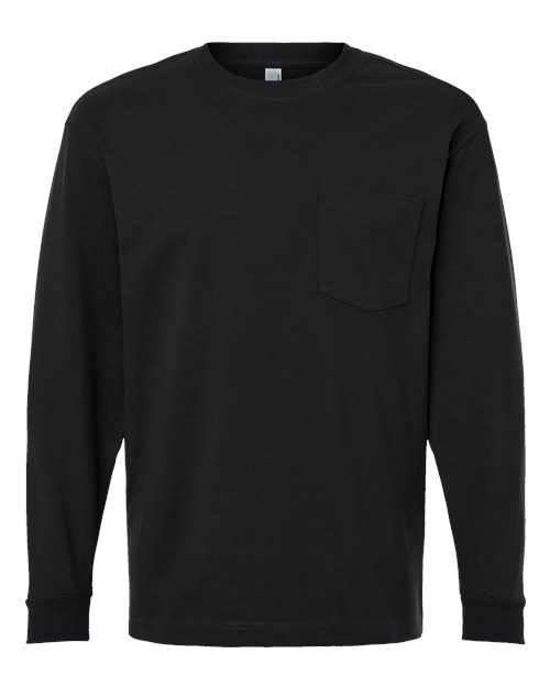 Super Heavyweight Long Sleeve Pocket Tee - Front - B03527503 - Black