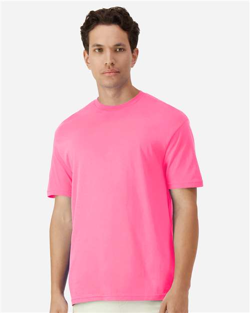 Unisex Light Cotton T-Shirt - OnModelFront - B02860142 - Safety Pink