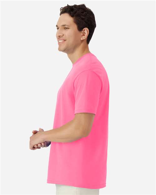 Unisex Light Cotton T-Shirt - OnModelSide - B02860142 - Safety Pink