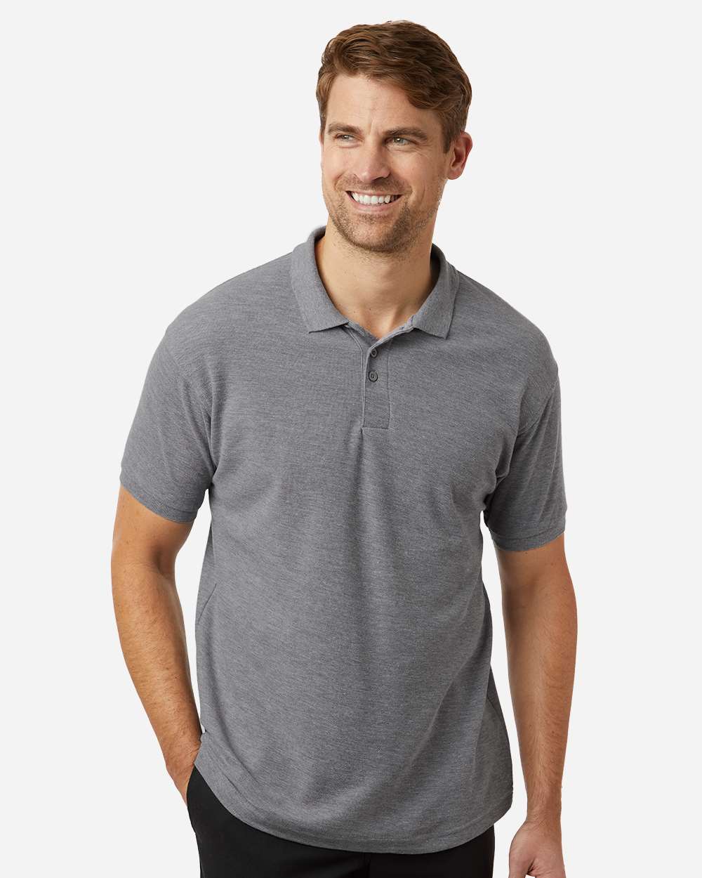 Pique Polo - OnModelFront - B00596142 - Heather Granite