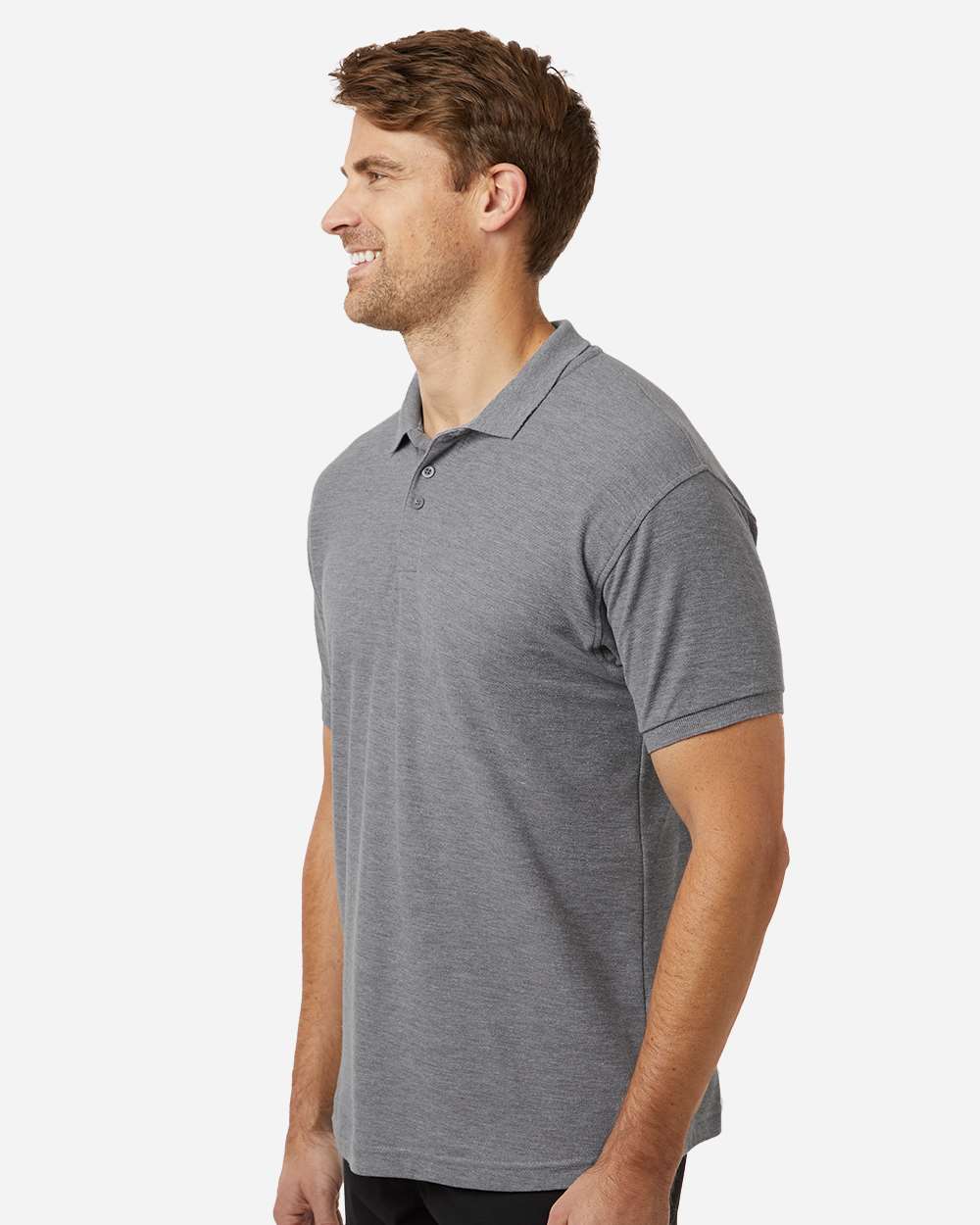 Pique Polo - OnModelSide - B00596142 - Heather Granite