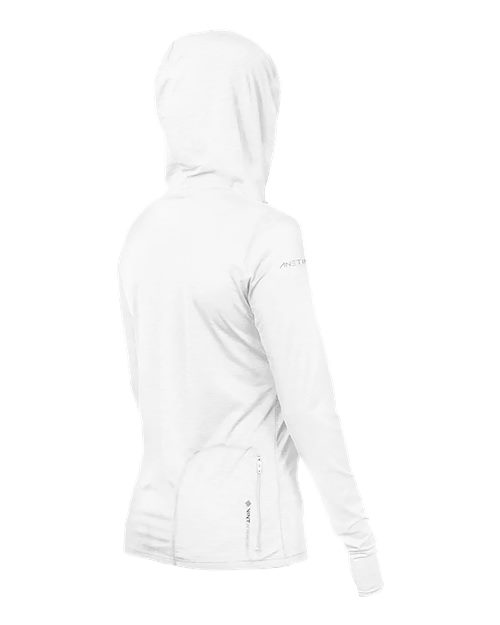 Women's Breeze Tech Hooded Long Sleeve T-Shirt - Back - B00433002 - White Heathered