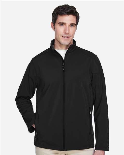 Men's Cruise Two-Layer Fleece Bonded Soft Shell Jacket - OnModelFront - B228A7502 - Black