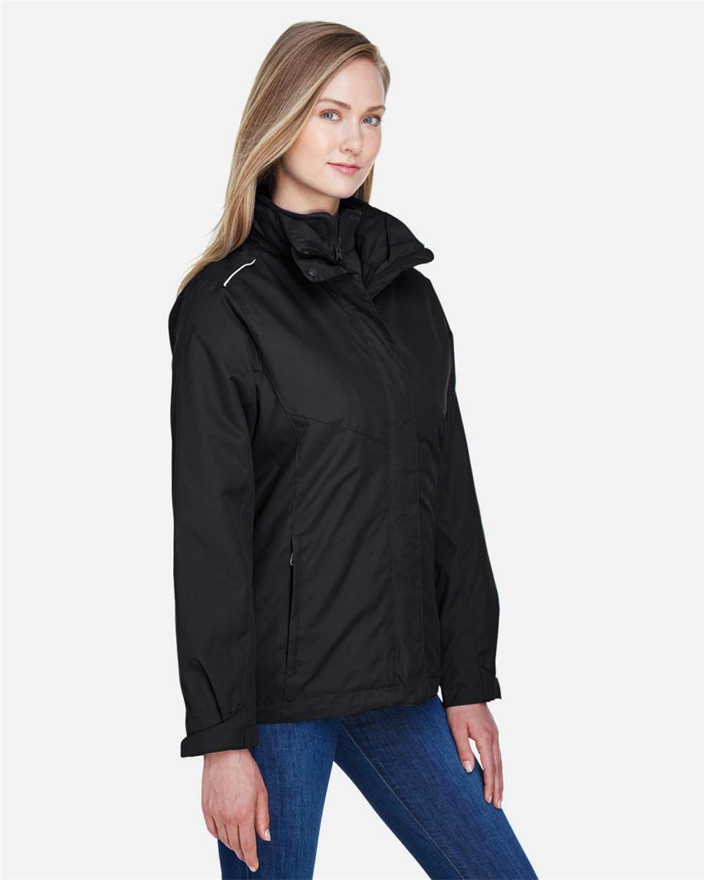 Women's 3-in-1 Jacket with Fleece Liner - OnModelSide - B218A7502 - Black