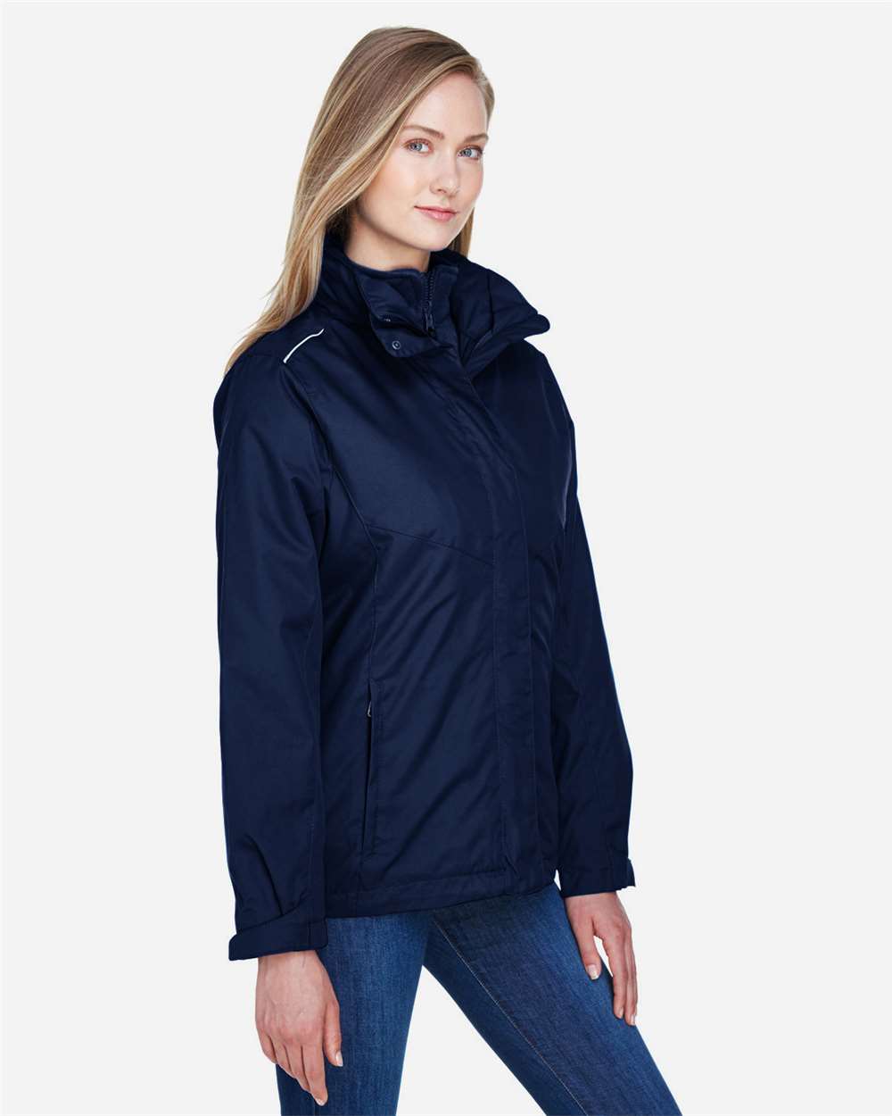 Women's 3-in-1 Jacket with Fleece Liner - OnModelSide - B218A7652 - Classic Navy