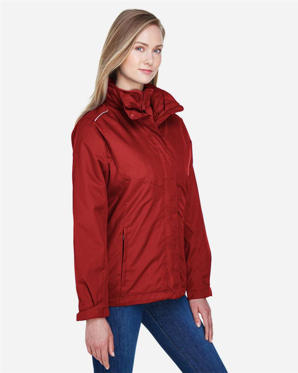 Women's 3-in-1 Jacket with Fleece Liner - OnModelSide - B218A7702 - Classic Red
