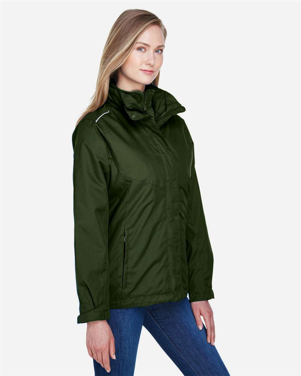 Women's 3-in-1 Jacket with Fleece Liner - OnModelSide - B218A7542 - Forest