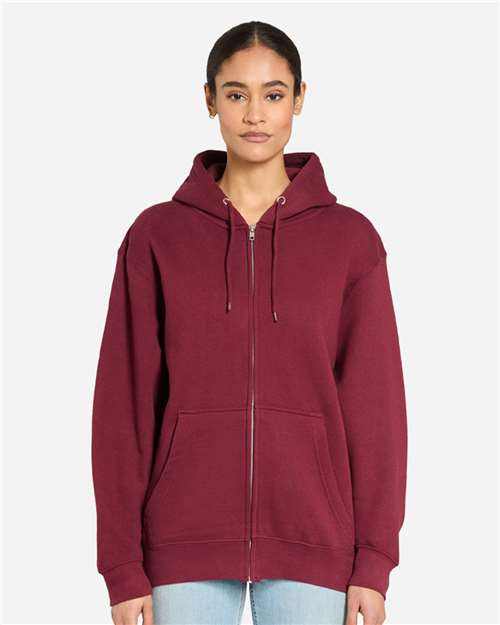 Premium Full-Zip Hooded Sweatshirt - OnModelFront - B488C9532 - Burgundy