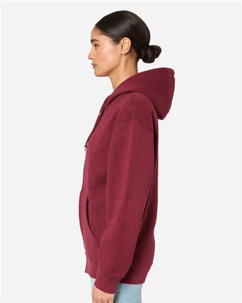Premium Full-Zip Hooded Sweatshirt - OnModelSide - B488C9532 - Burgundy