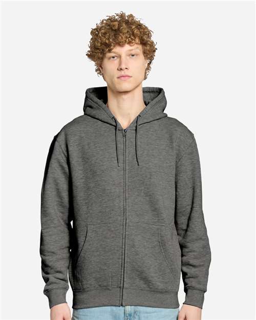 Premium Full-Zip Hooded Sweatshirt - OnModelFront - B488C9592 - Charcoal Heather