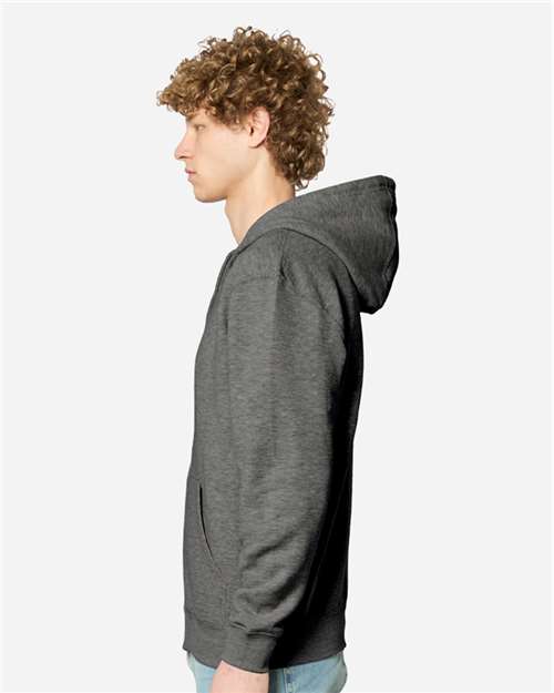 Premium Full-Zip Hooded Sweatshirt - OnModelSide - B488C9592 - Charcoal Heather