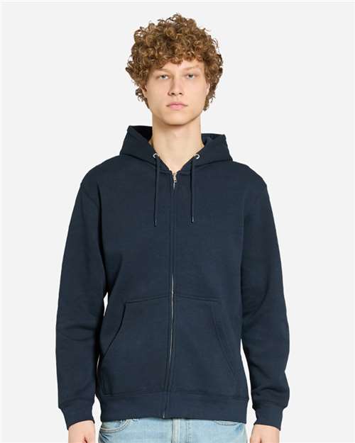 Premium Full-Zip Hooded Sweatshirt - OnModelFront - B488C9652 - Navy