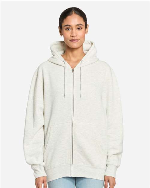 Premium Full-Zip Hooded Sweatshirt - OnModelFront - B488C9242 - Oatmeal Heather