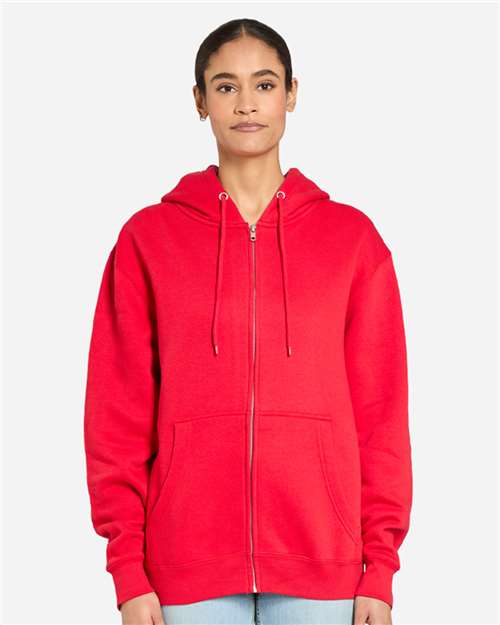 Premium Full-Zip Hooded Sweatshirt - OnModelFront - B488C9702 - Red