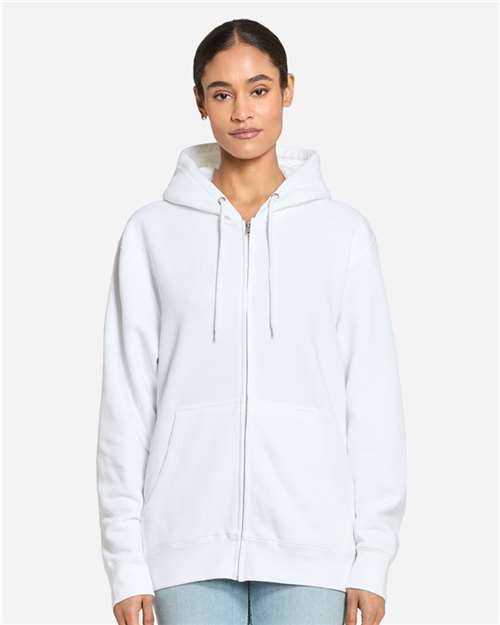 Premium Full-Zip Hooded Sweatshirt - OnModelFront - B488C9002 - White