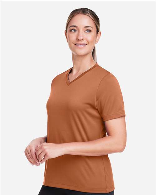 Women's Zone Performance Mesh T-Shirt - OnModelSide - B687D9324 - Sport Burnt Orange