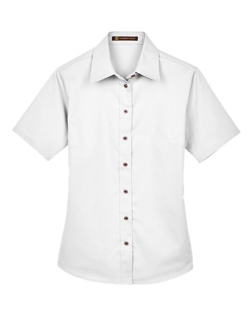 Women's Easy Blend™ Short Sleeve Twill Dress Shirt with Stain-Release - Front - B238B9008 - White