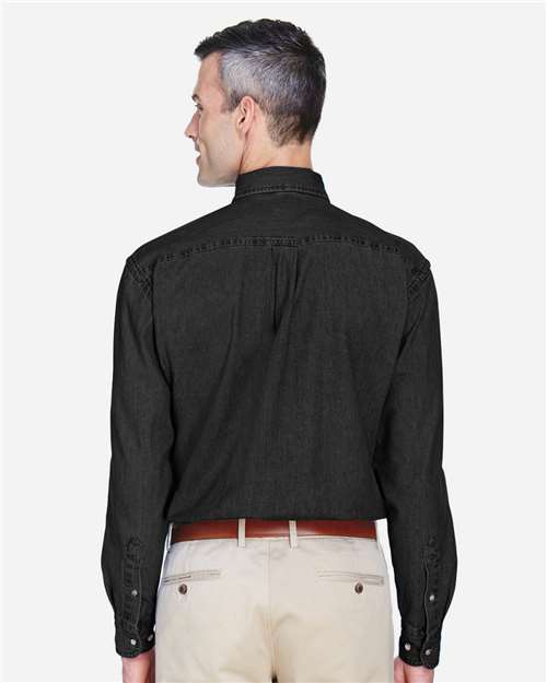 Men's Denim Shirt - OnModelBack - B247B9509 - Washed Black