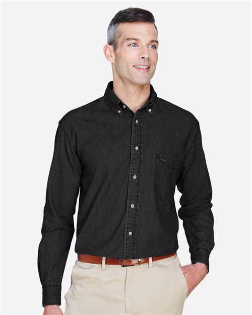 Men's Denim Shirt - OnModelFront - B247B9509 - Washed Black