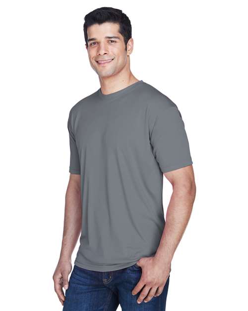 Men's Cool & Dry Sport Performance Interlock T-Shirt - OnModelSide - B907E1623 - Charcoal