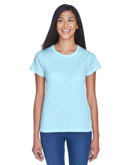 Women's Cool & Dry Sport Performance Interlock T-shirt - OnModelFront - B908E1372 - Ice Blue