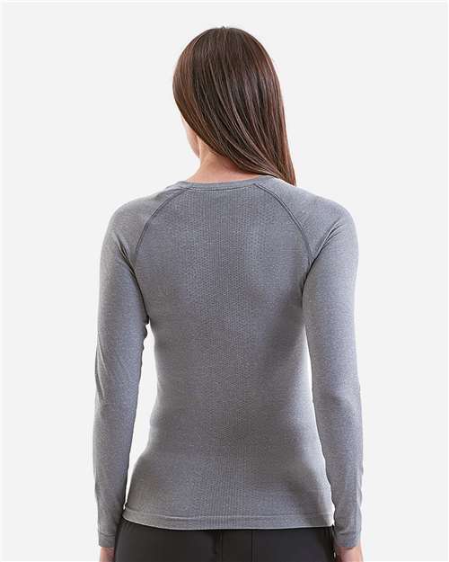 Women's Unstoppable Long Sleeve Fresh Underscrub Base Layer T-Shirt - OnModelBack - B293D5092 - Heather Grey