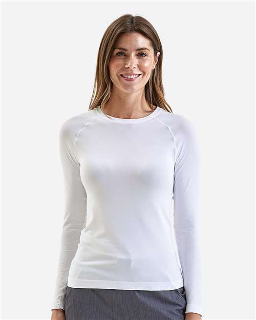 Women's Unstoppable Long Sleeve Fresh Underscrub Base Layer T-Shirt - OnModelFront - B293D5002 - White
