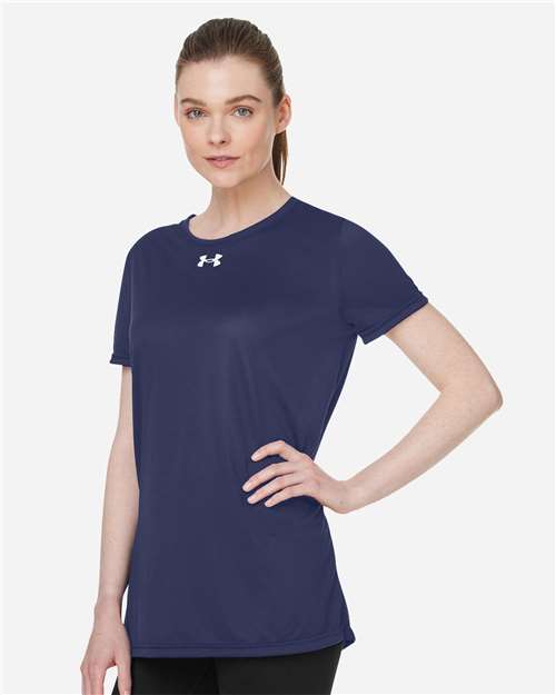 Women's Team Tech™ T-Shirt - OnModelSide - B150E2652 - Midnight Navy/ White