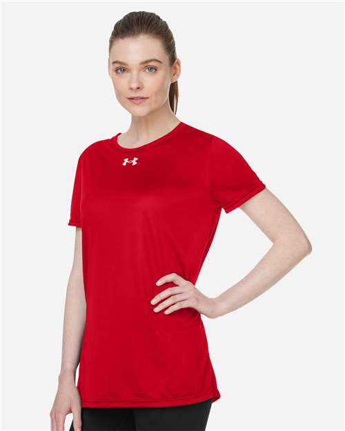Women's Team Tech™ T-Shirt - OnModelSide - B150E2702 - Red/ White