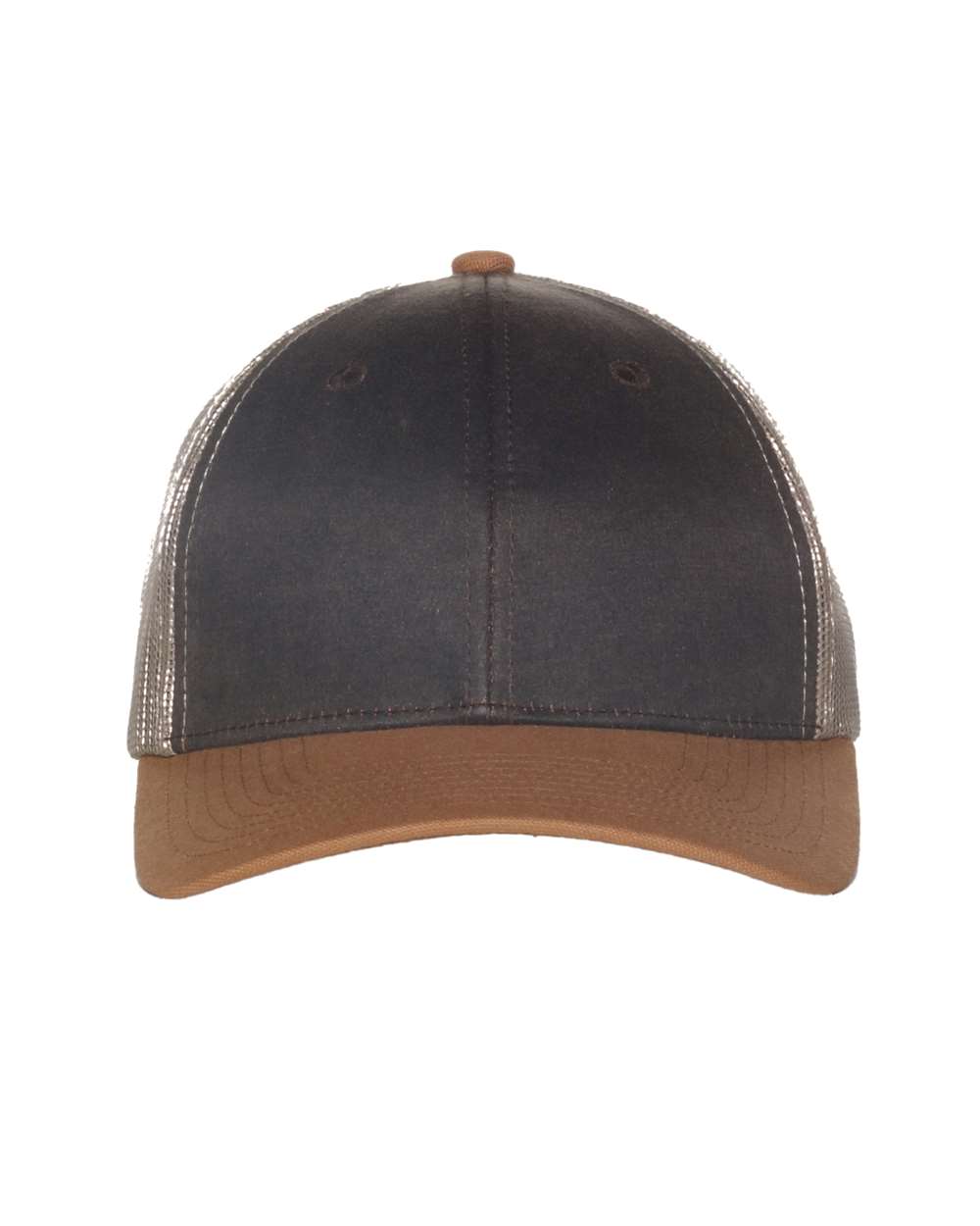 Tri-Color Mesh Back Trucker Cap - Front - B307E5560 - Brown/ Khaki/ Duck