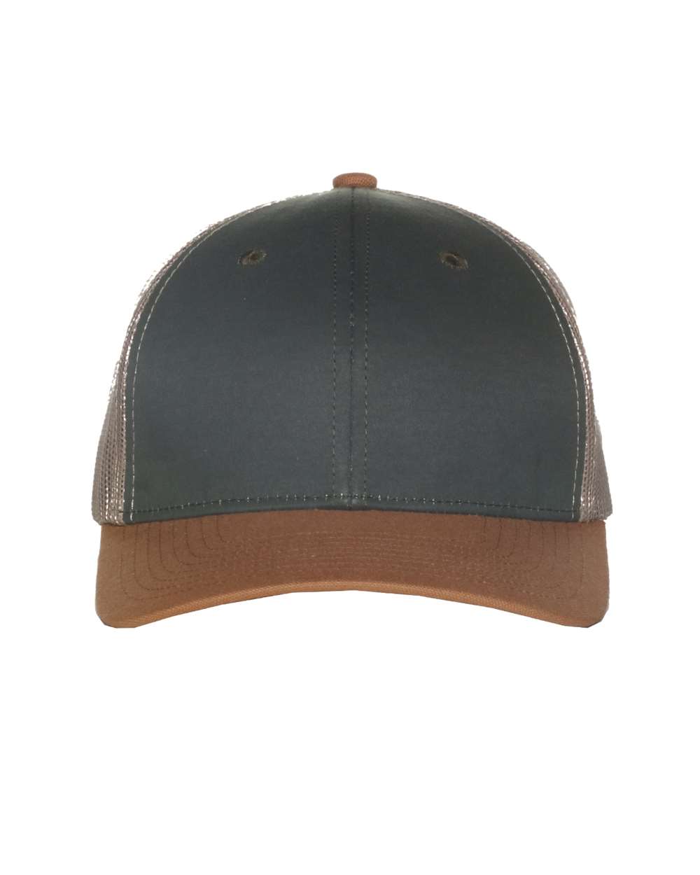 Tri-Color Mesh Back Trucker Cap - Front - B307E5540 - Olive/ Khaki/ Duck