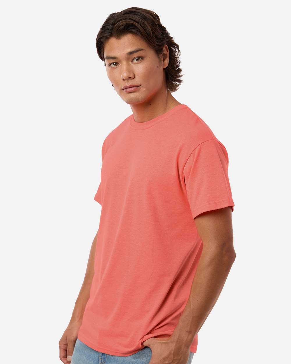 Gold Soft Touch T-Shirt - OnModelSide - B01542053 - Heather Coral