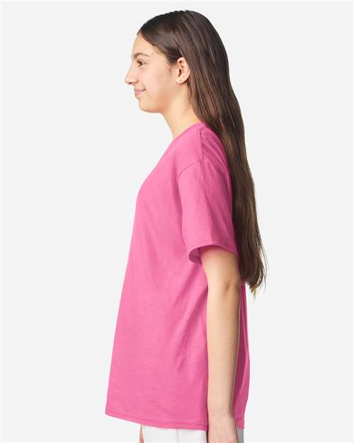 Youth Light Cotton T-Shirt - OnModelSide - B04660302 - Azalea