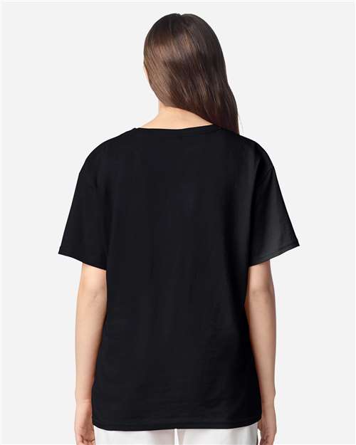 Youth Light Cotton T-Shirt - OnModelBack - B04660502 - Black