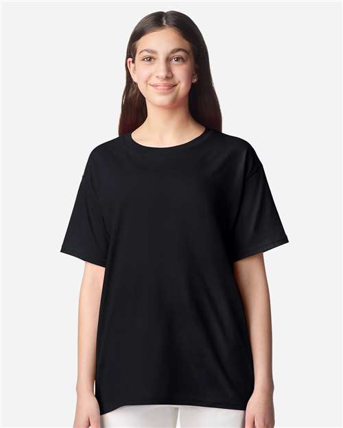 Youth Light Cotton T-Shirt - OnModelFront - B04660502 - Black