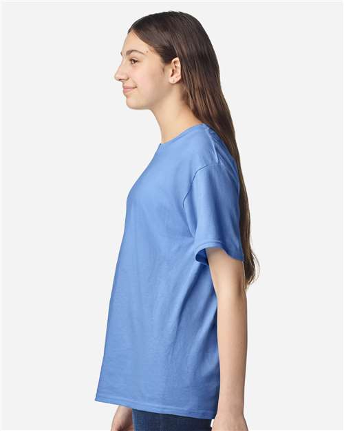 Youth Light Cotton T-Shirt - OnModelSide - B04660252 - Carolina Blue