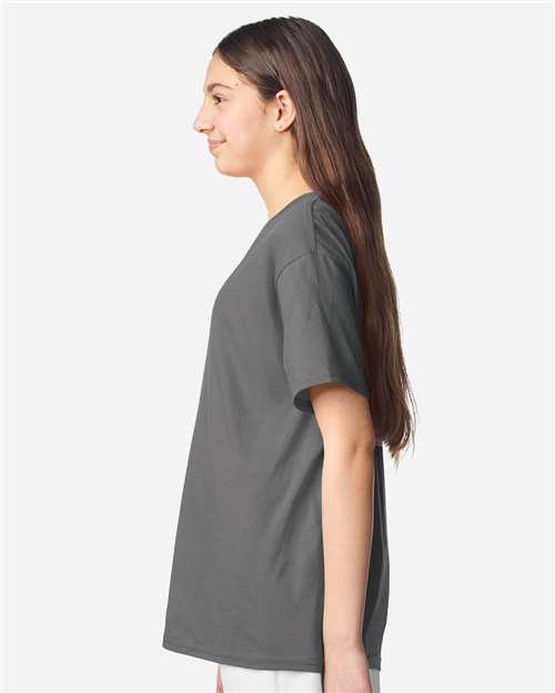 Youth Light Cotton T-Shirt - OnModelSide - B04660592 - Charcoal